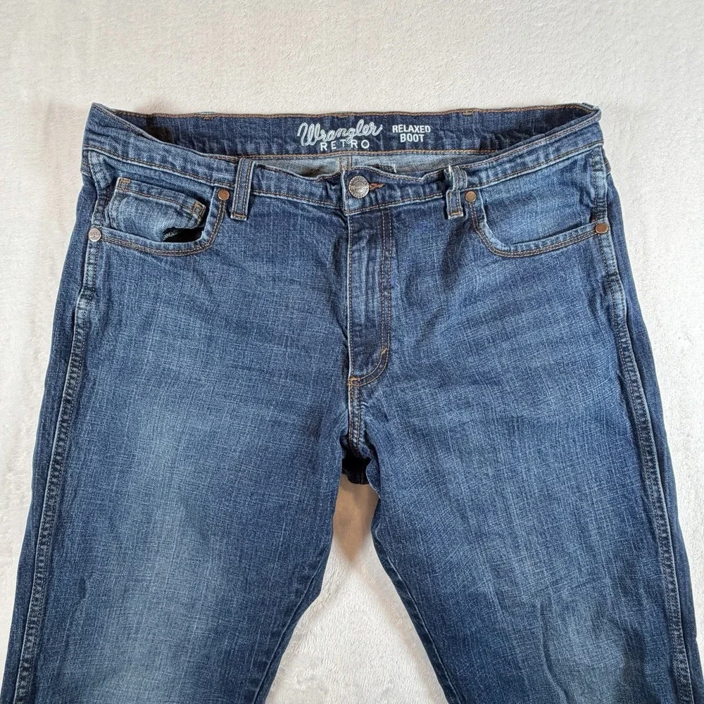 Wrangler Retro Relaxed Boot Cut Jeans Men's 38 x 30 Blue Denim Cowboy Western‎